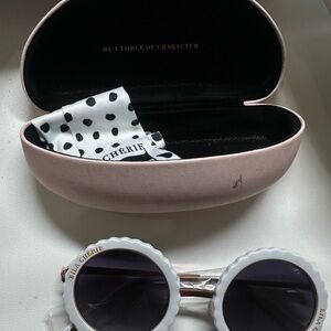 White Round Sunglasses - new Only the case got stained with acetone.